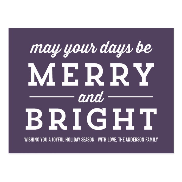 Purple Merry Christmas Photo Post Card