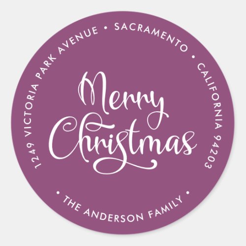Purple Merry Christmas Return Address Labels