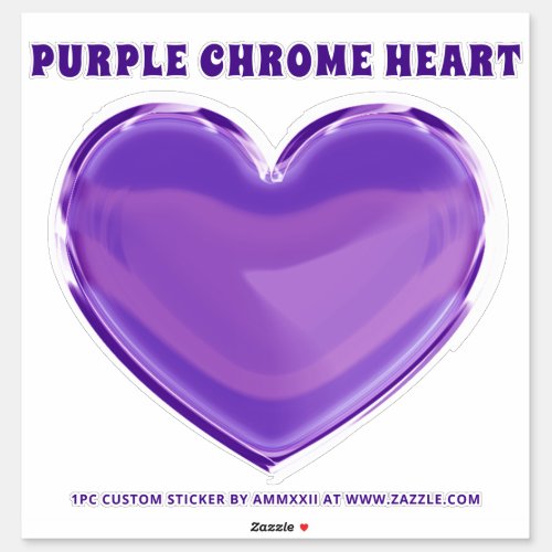 Purple Metal Chrome Heart Sticker