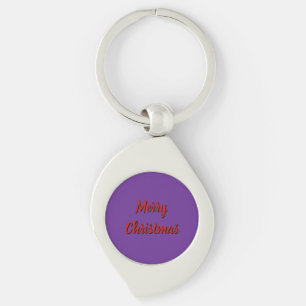 Purple Metal Keychain - Merry Christmas