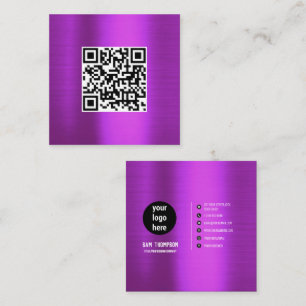 Purple Metal QR Code Business Logo Business Card