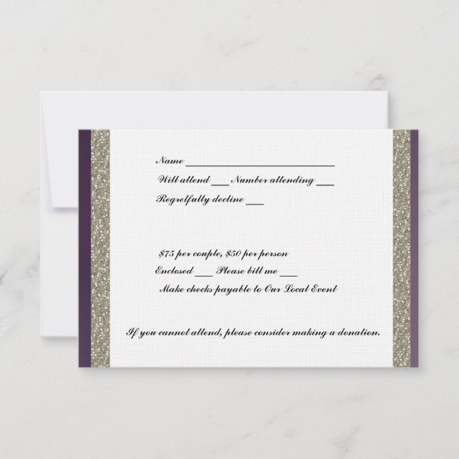 Purple Metallic and Silver RSVP Card (Front)