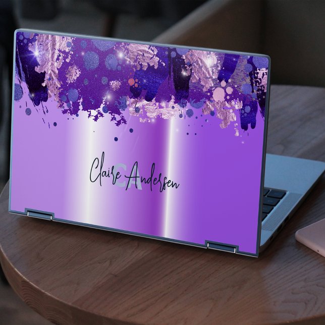 Purple Metallic Artistic Luxury Chic Modern Glam HP Laptop Skin (Creator Uploaded)