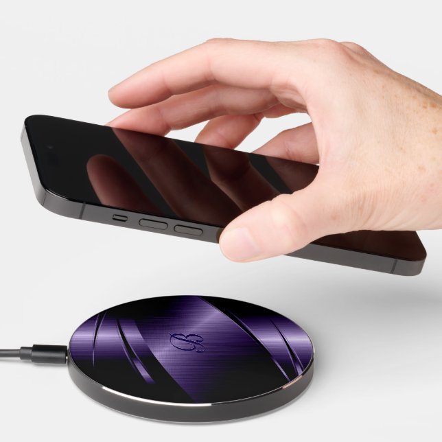 Purple metallic background, geometric design wireless charger  (Hand)