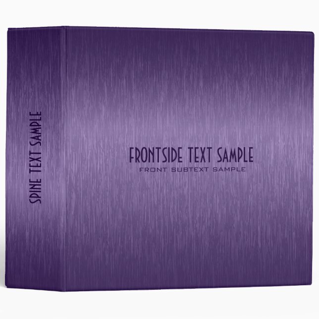 Purple Metallic Brushed Aluminum Look 3 Ring Binder (Front/Spine)