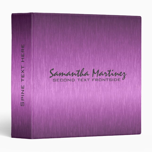 Purple Metallic Design Brushed Aluminum Look Binder (Front/Spine)