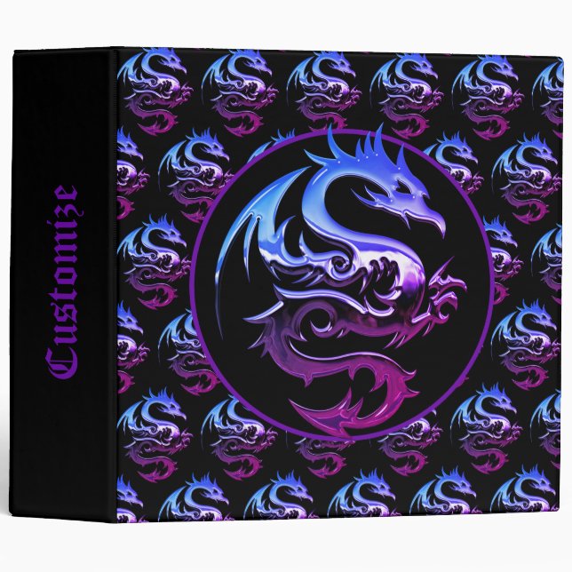 Purple Metallic Dragon 3 Ring Binder (Front/Spine)