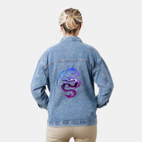Purple Metallic Dragon Denim Jacket