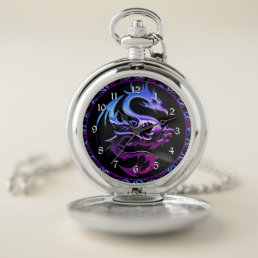 Purple Metallic Dragon Pocket Watch