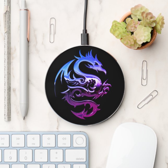 Purple Metallic Dragon Wireless Charger (Desk)