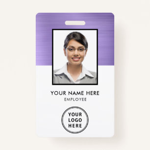 Purple Metallic Employee Photo ID Logo Badge