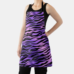 Purple Metallic Fun Stripes Fur Tiger Apron