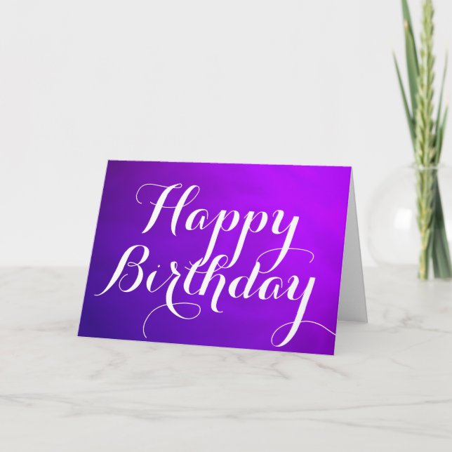Purple Metallic Happy Birthday Card with Message (Front)