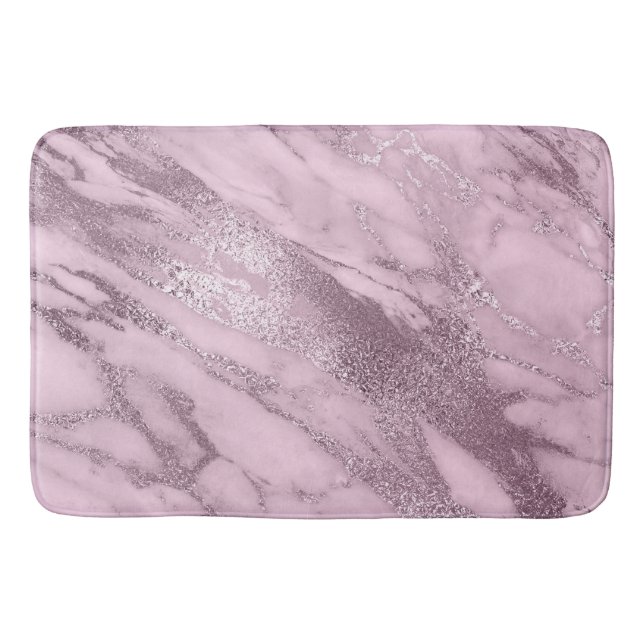 Purple Metallic Lilac Mauve Marble Stone Metallic Bathroom Mat (Front)