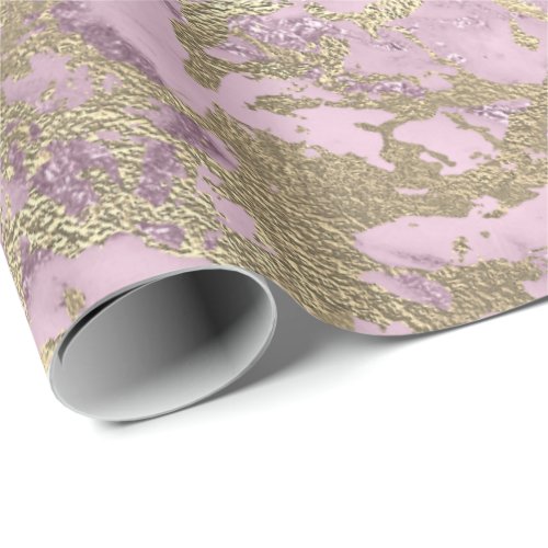 Purple Metallic Lilac Mauve Marble Stone Metallic Wrapping Paper