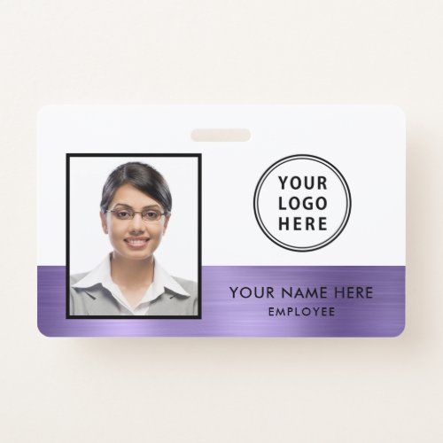 Purple Metallic Logo Employee Photo ID Badge