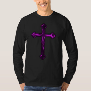 Purple Metallic Look Cross Front and Back T-Shirt