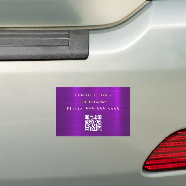 Purple metallic minimalist elegant QR code Car Zazzle