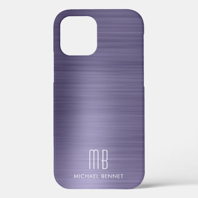 Purple Metallic Monogram Case-Mate iPhone Case (Back)