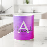 Purple Metallic Monogram Name & Initial Coffee Mug<br><div class="desc">Purple Faux Metallic Stainless Steel Monogram Name and Initial Coffee Mug. The coffee cup makes the perfect gift for someone who loves luxury metallic designs.</div>