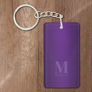 Purple Metallic Monogrammed Keychain