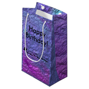 Purple Metallic Personalize Text Small Gift Bag