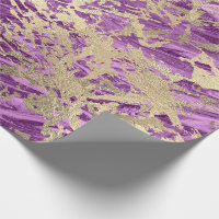 Royal Damask Crushed Velvet Purple Plumbrella Gold Wrapping Paper