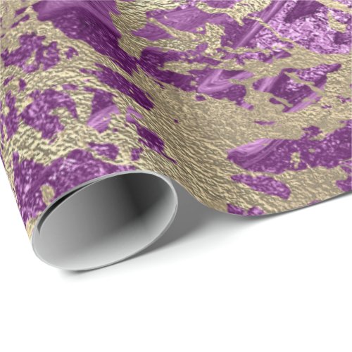 Purple Metallic Plum Marble Stone Metallic Abstrac Wrapping Paper