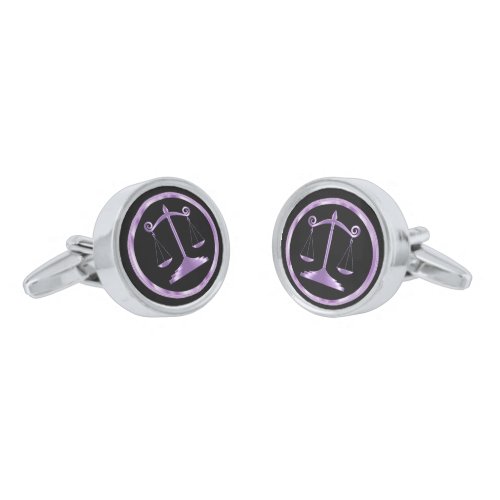 Purple Metallic Scales of Justice   Lawyer Cufflinks