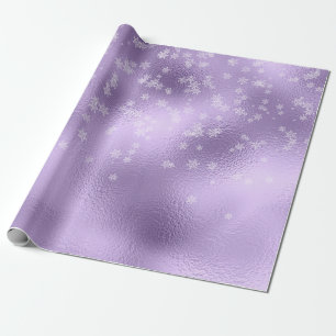 Purple Metallic Snowflakes Holiday Christmas Wrapping Paper