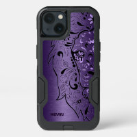 Purple Metallic Texture & Lion Head Sugar Skull