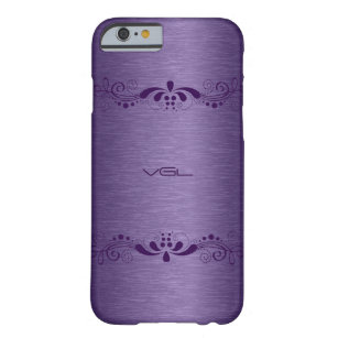 Purple Metallic Texture Print & Deep Purple Lace Barely There iPhone 6 Case