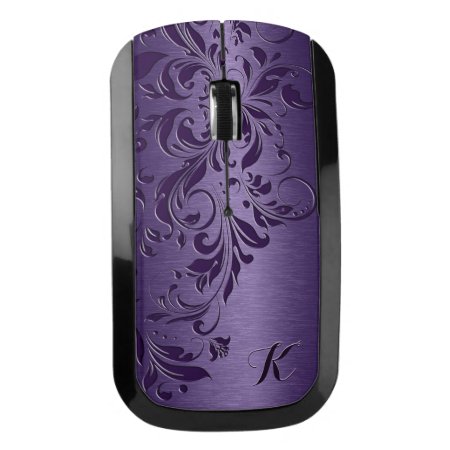 Purple Metallic Texture With Purple Lace Wireless Mouse