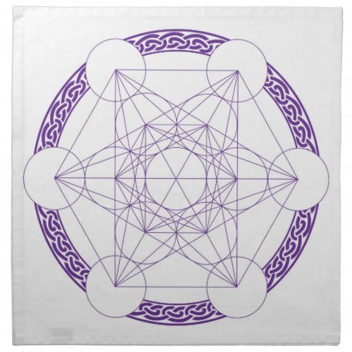Purple Metatrons Cube Crystal Grid Cloth Napkin