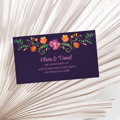 Purple Mexican Flower Fiesta Wedding Registry Enclosure Card