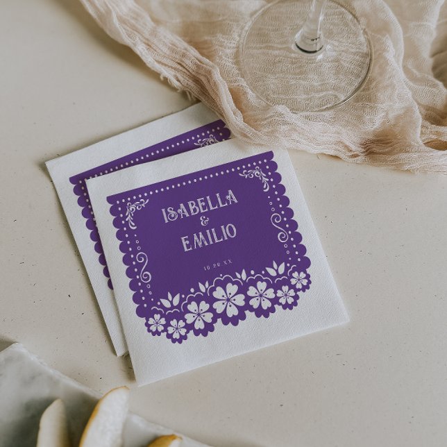 Purple | Mexican Papel Picado Wedding Napkins (Creator Uploaded)
