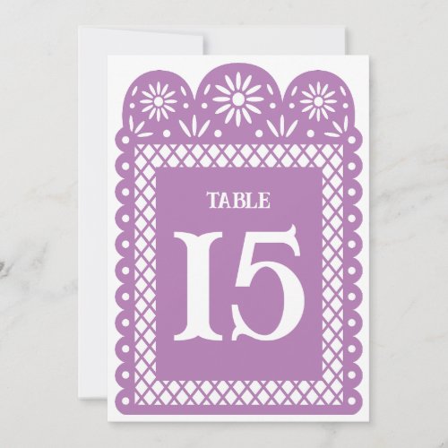 purple Mexican paper minced table number