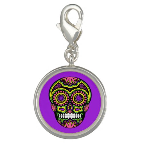 Purple Mexican Sugar Skull Day Of The Dead Charm