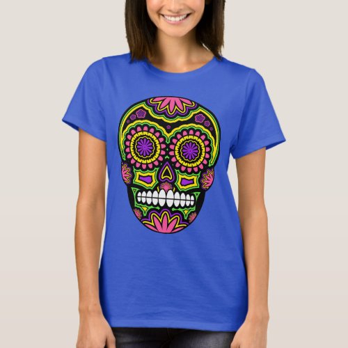 Purple Mexican Sugar Skull Day Of The Dead T_Shirt