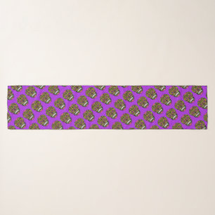 Purple Mexican Sugar Skull Pattern Day Of The Dead Scarf