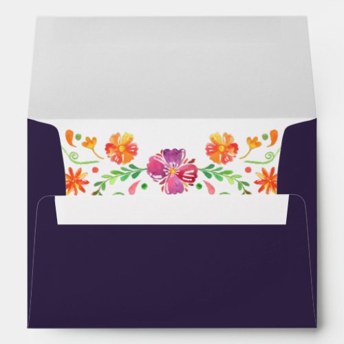 Purple Mexican Vibrant Floral Fiesta Wedding  Envelope