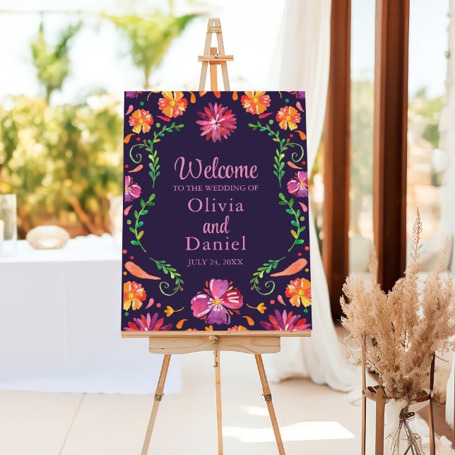 Purple Mexicana Floral Fiesta Wedding Welcome Foam Board (Purple Mexicana Floral Fiesta Wedding Welcome Foam Board)