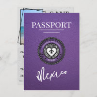 Purple Mexico Passport Save The Date