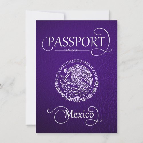 Purple Mexico Passport Save the Date Card