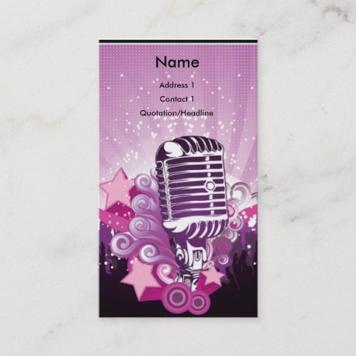 â™« Purple Mic and Pink stars â™« Business Card Templates