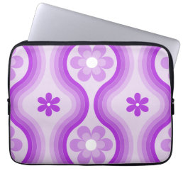 Purple Mid Century Modern Floral Rainbow Abstract  Laptop Sleeve