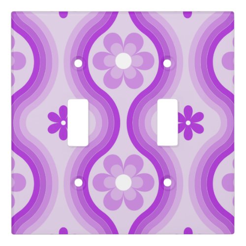 Purple Mid Century Modern Floral Rainbow Abstract  Light Switch Cover