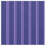 [ Thumbnail: Purple & Midnight Blue Colored Lined Pattern Fabric ]
