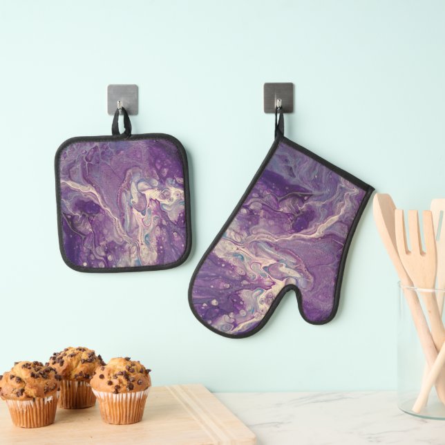 Purple Milkyway Oven Mitt & Pot Holder Set (Insitu(Hanging))