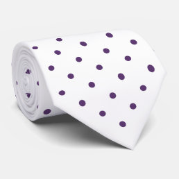 Purple Mini Polka Dot Pattern on White Neck Tie